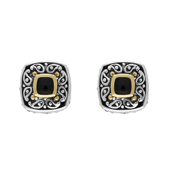 Sterling Silver Whitby Jet Square Stud Earrings D GAL0441