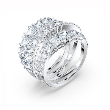 Swarovski Twist Rhodium Plated White Crystal Wrap Ring - Size 60, 5584654 .